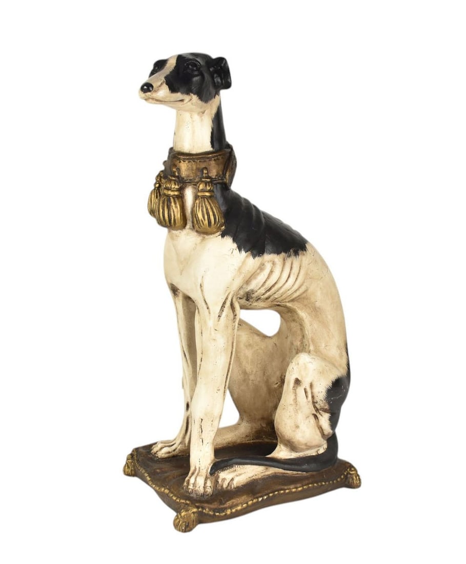 Decorative Painted Ceramic Seated Whippet on Pillow, 26"h: Decorative Painted Ceramic Seated Whippet on Pillow, 26"h