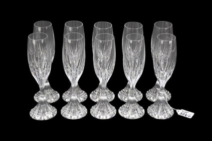10 Baccarat Crystal Champagnes, Massena pattern, 8 7/8"H