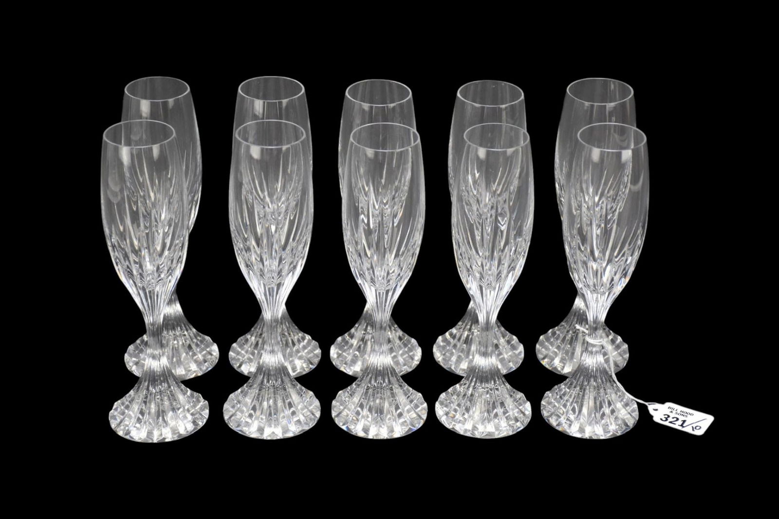 10 Baccarat Crystal Champagnes, Massena pattern, 8 7/8"H (1 of 4)