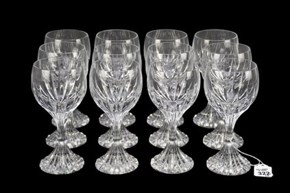 12 Baccarat Crystal Red Wine Goblets, Massena pattern, 7"h