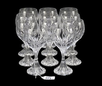 11 Baccarat Crystal White Wine Glasses, Massena, 6 1/2"h
