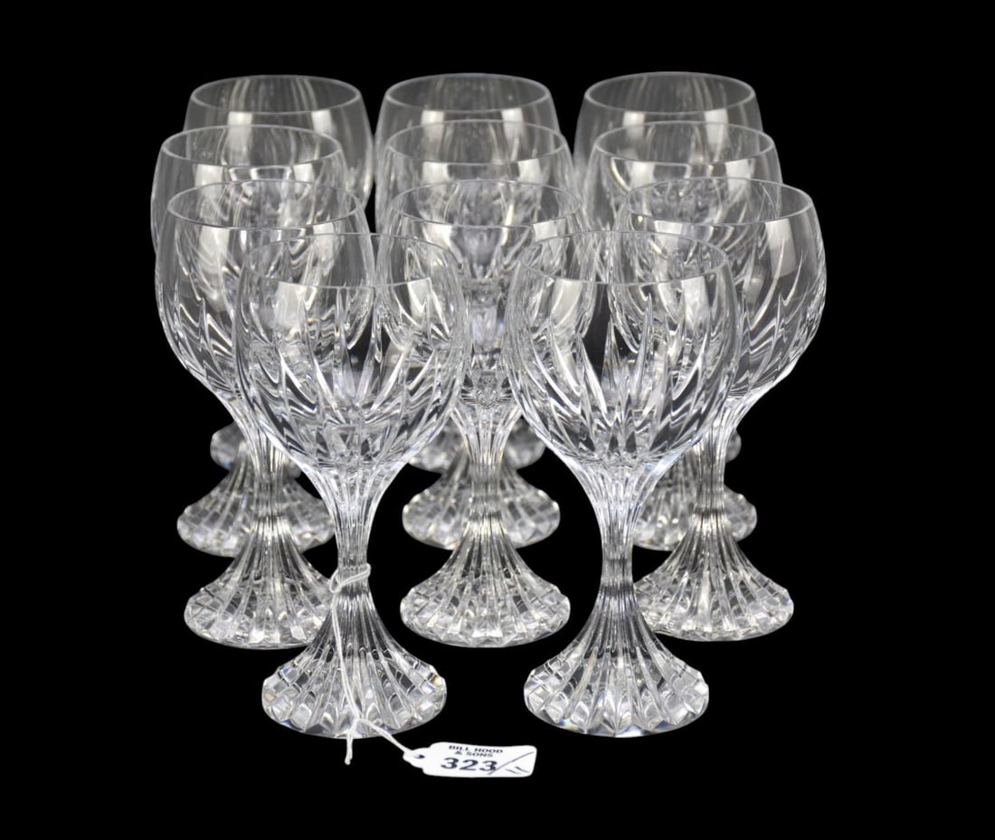 11 Baccarat Crystal White Wine Glasses, Massena, 6 1/2"h: 11 Baccarat Crystal White Wine Glasses, Massena, 6 1/2"h