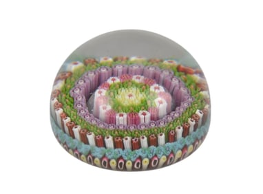 Baccarat Millefiori Paperweight - A French Baccarat Millefiori Paperweight with red, white, light