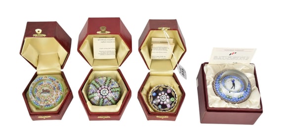 Collection of 4 Limited Edition Perthshire Millefiori Paperweights in Orig. Boxes - A group of four