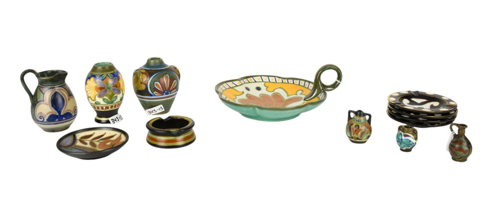 Collection of Dutch Art Nouveau Zuid-Holland Gouda Pottery - C. Early-Mid 20th Century. Holland. A (1 of 8)