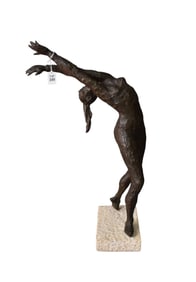 Modernist Bronze Sculpture of a Female Dancer - A patinated bronze sculpture of a female dancer