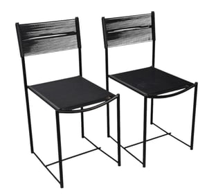 Pair Italian Modern Black Spaghetti Chairs by Giandomenico Belotti for Alias, 1980's