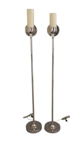 Pair Chrome Floor Lamps, 58"H