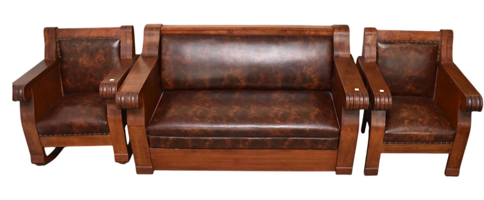 3 Pc. Vintage Sofa (pulls out) 65"L & 2 Chairs, Original Label Hagerstown Lounge Co. (1 of 11)