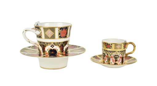 4 Royal Crown Derby Pieces, Cup & Saucer AND Demi-tasse Cup & Saucer