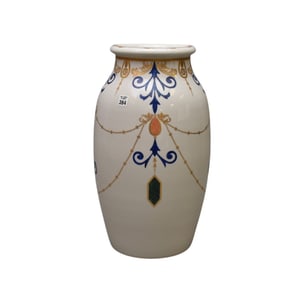 Large Italian MANGANI Porcelain Vase - A large porcelain vase, white ground with cobalt blue & gilt