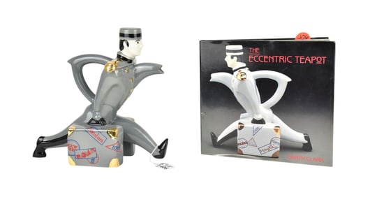 Bell Boy Ceramic Teapot with Eccentric Teapot Book (10"h)