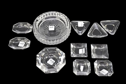 Cut Glass Ashtray, Unsigned, 8"dia And Val St. Lambert Ashtrays