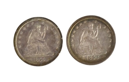 1853 & 1855 Seated Liberty Quarters. 1853 ARROWS & RAYS & 1855 ARROWS
