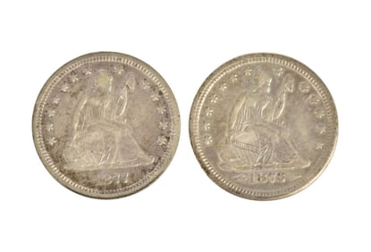 1873 S & 1877 S Seated Liberty Quarter 1873 S ARROWS Mint: San