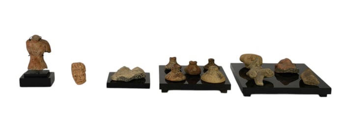 Collection of Pre-Columbian Pottery Figurines & Spindle Whorls - Various cultures from Mexico,