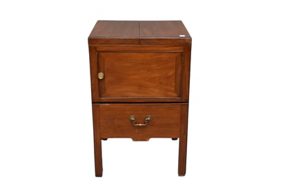Antique Commode Stand, Hinged Top Opens To Reveal Space for Chamber Pot, Single Drawer, 32"h x 20"w