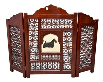 3 Panel Screen with Scottie Dog Motif in Center, Center Panel 37"h x 24 1/2"w