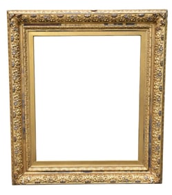 Continental Style Carved Giltwood Frame, Late 19th Century, With leaf and feather