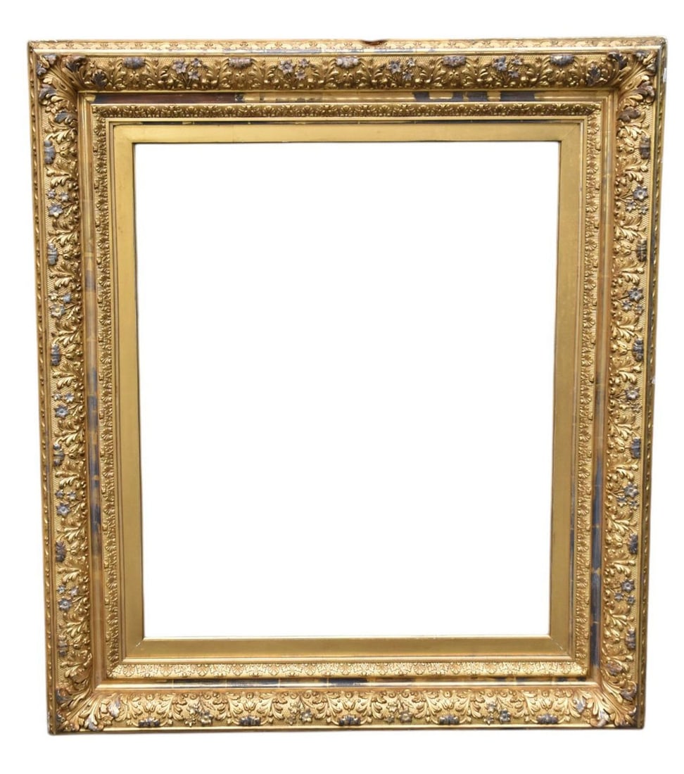 Continental Style Carved Giltwood Frame, Late 19th Century, With leaf and feather (1 of 5)