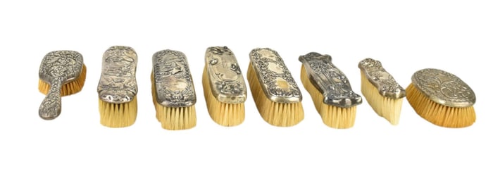 8 Assorted Antique Sterling Silver Brushes