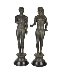 Pair of Bronze Reproduction Figures of Adam and Eve After the Original, 20th