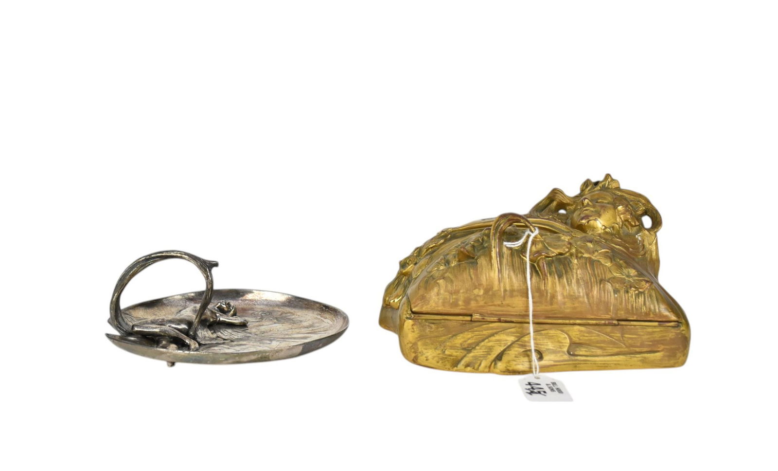 A Bronze Art Nouveau Lidded Vanity Box by FRANCOIS MADURELL, 19th Century, Gilt Bronze, flowers and (1 of 8)