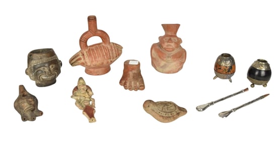 7 Ethnological Pottery Pcs, Mostly Vessels