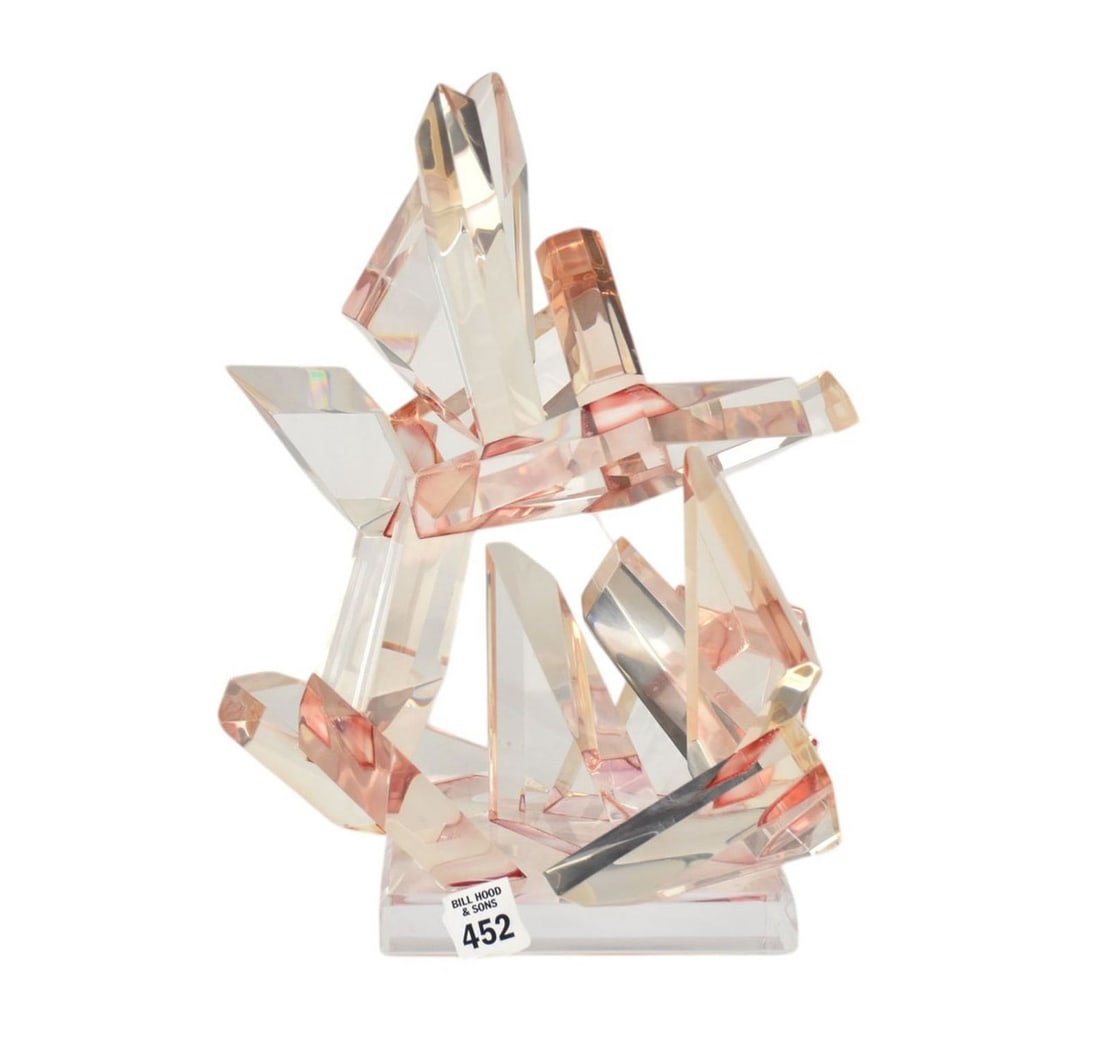 Pink Acrylic Modern Sculpture, 13"h x 9"w: Pink Acrylic Modern Sculpture, 13"h x 9"w