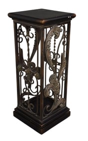 Ornate Metal Openwork Pedestal, 35"h x 14"square