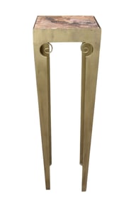 Modern Metal Stand, Stone Top, 39"h x 12 1/2"square