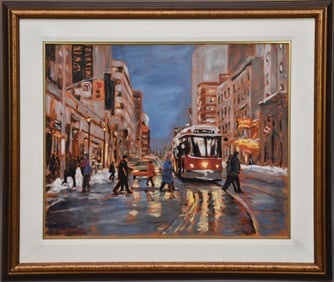 Luc Deschamps (Canada b.1961) At Yong, Late march afternoon Toronto - 2007.  Oil on Canvas, signed