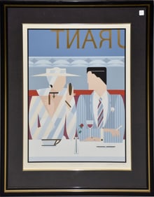 Giancarlo Impiglia (Italian American b. 1940) Lithograph AFTER DINNER- 1980. 30 x 23 inches AP