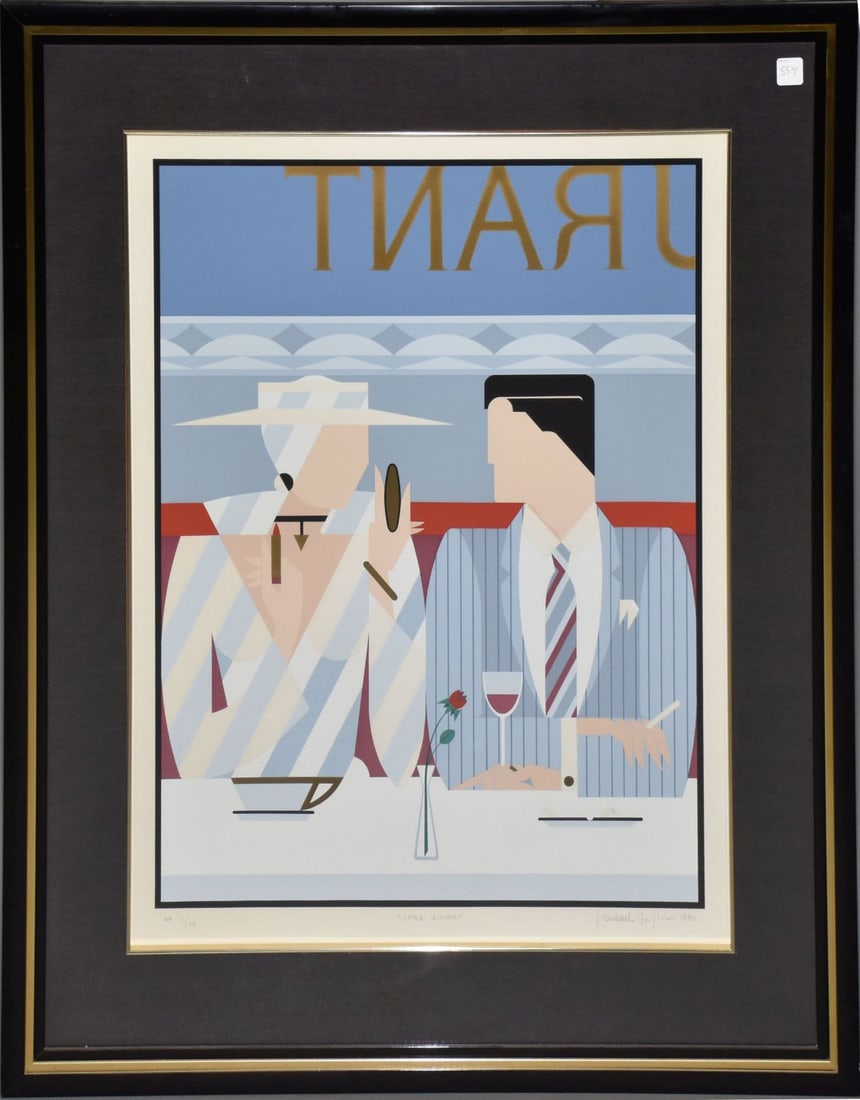 Giancarlo Impiglia (Italian American b. 1940) Lithograph AFTER DINNER- 1980. 30 x 23 inches AP: Giancarlo Impiglia (Italian American b. 1940) Lithograph AFTER DINNER- 1980. 30 x 23 inches AP 11/25.