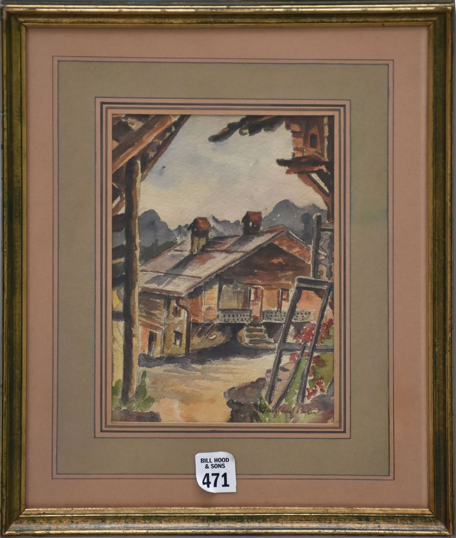 Attributed to: Fairfield Porter (American 1907-1975) Watercolor, Summer Cottage Landscape, 9 x 6-1/2 (1 of 4)