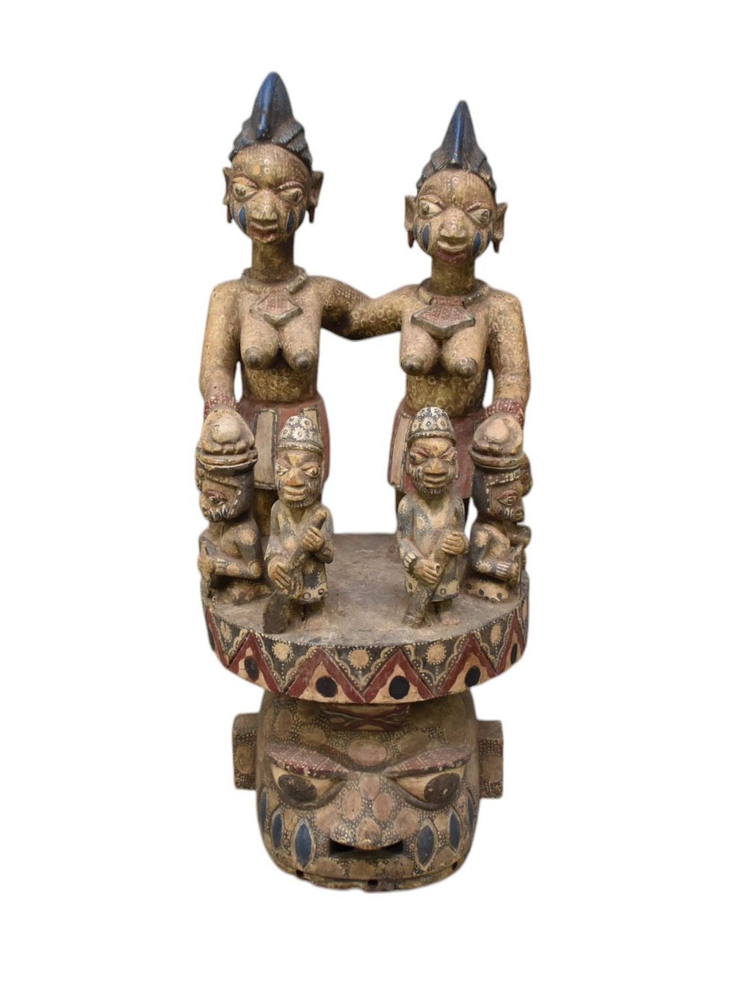 Monumental Yoruba Epa Helmet Mask, Nigeria - Africa, Nigeria. A monumental carved and painted wood (1 of 6)