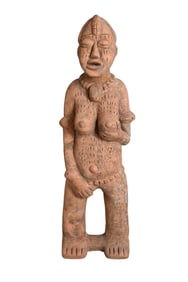 Djenne Terracotta Female Figure, Mali, Africa - Inland Niger Delta. A standing terracotta female