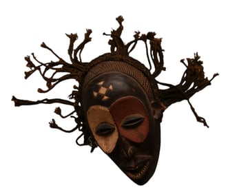 Chokwe Mwana Pwo Mask, Angola, Africa - Southwestern Africa. Carved wood, pigment, fiber, cloth. A