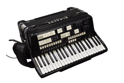 Elkavox Accordion, Model 83 Tone Generator - Italian. 20th century. An Elkavox rhinestone decorated