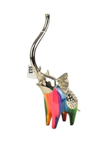 Liliana Mendez, POP ART Bronze Elephant, Rainbow painted and chrome plated bronze,  Signed, 12"h to