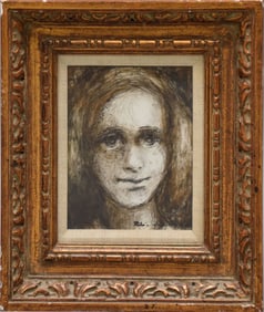 Zilia Sanchez "Self Portrait" Mixed Media painting, signed and dated, bibliography to verso