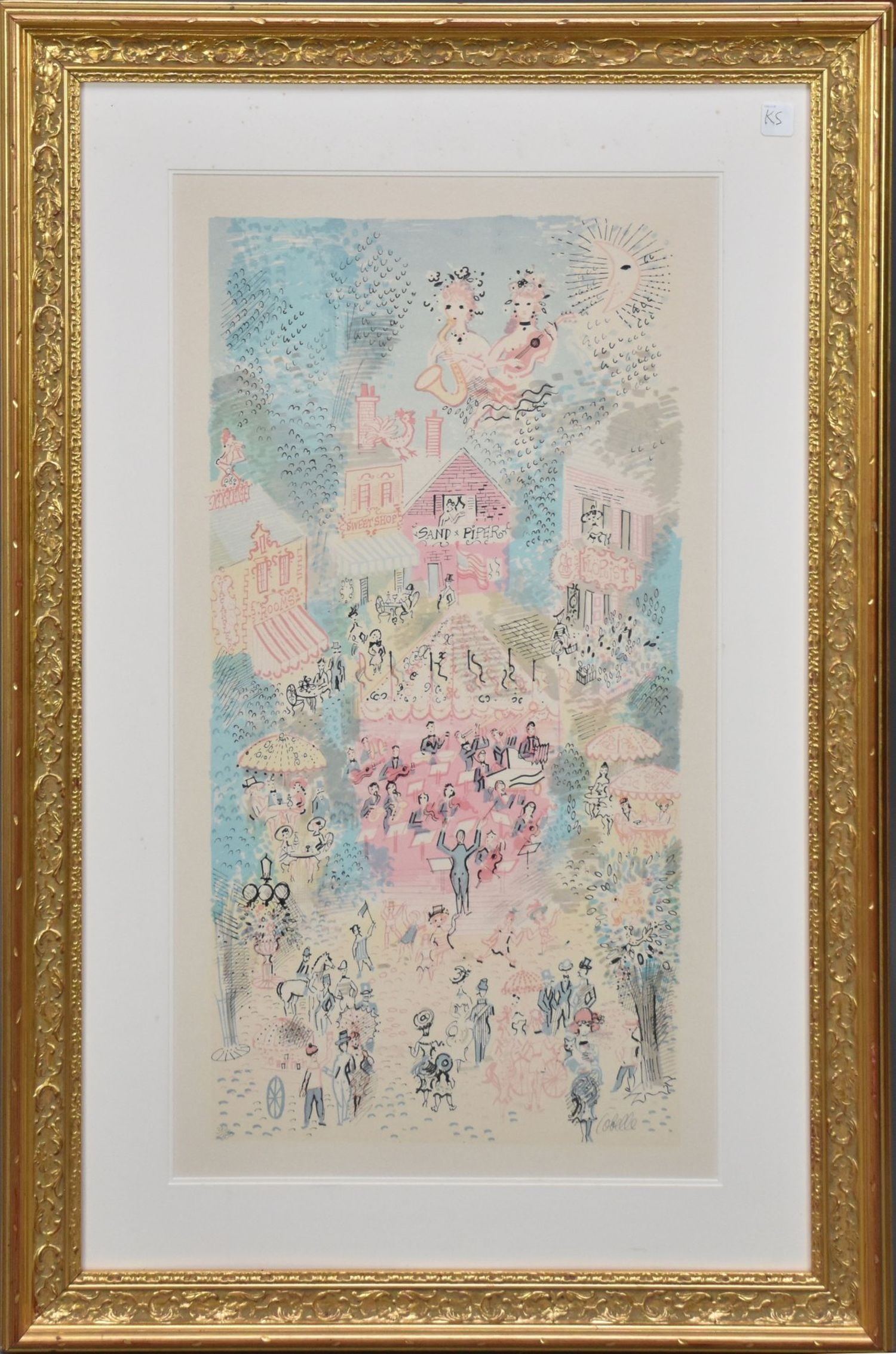 Charles Cobelle  "Village Concert " limited edition 382/500 pencil signed color lithograph sight (1 of 8)