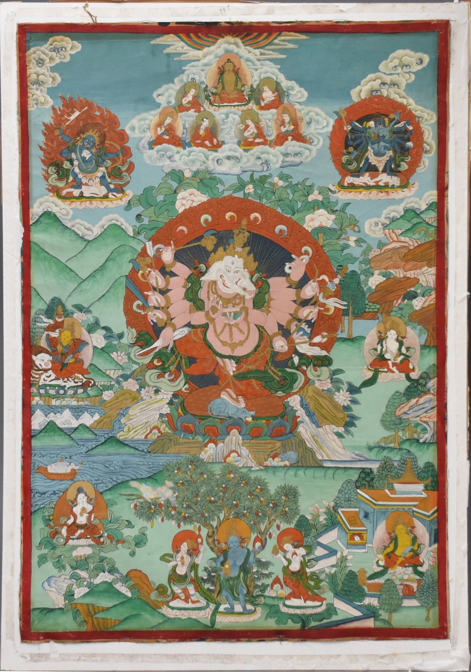 Exceptional Antique Tibetan Thangka, Ganesha, 35 x 25 inches. (1 of 9)