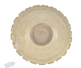 Chinese Yellow Glazed Dish & Dingware Dish - Two Chinese porcelain dishes. A) Dingware type dish,