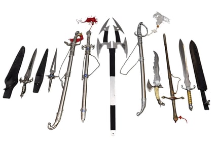 Group of Reproduction & Novelty Swords & Daggers - Nine swords. Smallest 17" L, Longest 42" L.