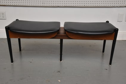 Mid-Century modern Bench, 6 Wood Tapered Legs with Slated Top, Attr. Arthur Umanoff