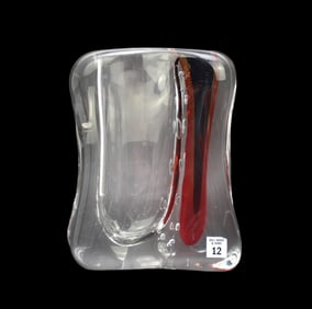 Murano Art Glass Vase,Signed Illegibly Made for Sklar Family Collection, 11"h x 9"w