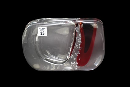 Murano Art Glass Vase, Signed Illegibly Silco Bau? Made for Sklar Family Collection, 6"h x 10"w