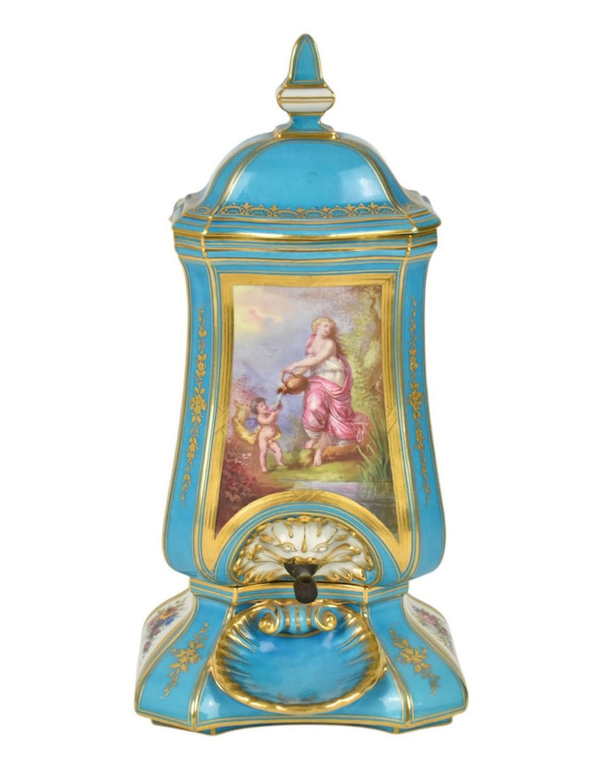 A Sevres Style Lavabo Fountain, C. 19th Century - A Sevres style lavabo, covered, with shell form (1 of 9)