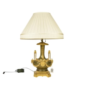 A French Gilt Bronze Urn Mounted as a Lamp, C. 19th Century - A French Napoleon III patinated and